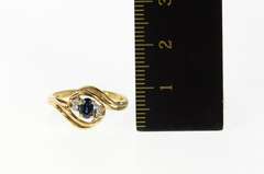 10K Yellow Gold Natural Sapphire Diamond Accent Bypass Ring