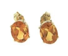 Stunning Oval Citrine Yellow Gold Stud Earrings