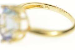 14K Yellow Gold Blue Mystic Topaz Diamond Halo Cocktail Ring