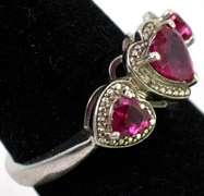 Sweet Heart-Cut Ruby Ring in Sterling Silver