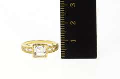 14K Yellow Gold Princess Classic Simple Travel Engagement Ring