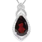 2.88 CT GARNET & DIAMOND STERLING SILVER PENDANT