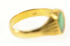 18K Yellow Gold 0.90 Ct Victorian Natural Emerald Grooved Ring