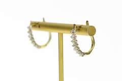 14K Yellow Gold Oval Diamond Classic Lever Back Hoop Earrings