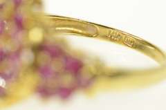 14K Yellow Gold Ornate Marquise Ruby Cluster Statement Ring