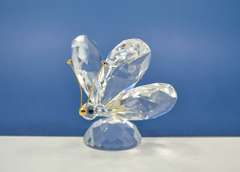 Vintage Swarovski Crystal Butterfly Figurine With Black Eyes and Gold Plated Antenna