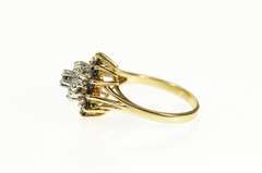 10K Yellow Gold Round Sapphire Diamond Halo Cocktail Ring
