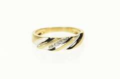 10K Yellow Gold Diamond Classic Two Tone Wedding Band Ring