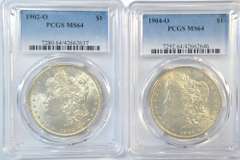 Near Gem BU 1902-O & 1904-O Morgan Dollars. PCGS MS64