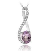Sterling Silver Amethyst & Diamond Accent Twist Pendant