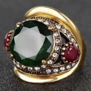 CREATED EMERALD & RUBY GERMAN SILVER RING