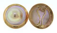 Fabulous Yellow Gold 20mm Mabe Pearl Earrings