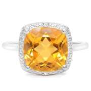 STERLING SILVER 4.01 CT DARK CITRINE & DIAMOND COCKTAIL RING