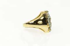 10K Yellow Gold Marquise Blue Topaz Squared Cluster Ring