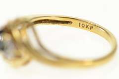 10K Yellow Gold Natural Sapphire Diamond Accent Bypass Ring