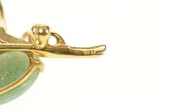 14K Yellow Gold Pear Jadeite Floral Leaf Cluster Statement Pin/Brooch