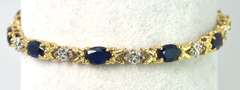 Luscious Sapphire & Diamond Chip Bracelet in Yellow Gold