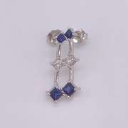 14kt Gold, Blue Sapphire, & Diamond Earrings