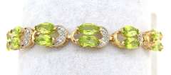 Stately Peridot & Diamond Bracelet in Vermeil