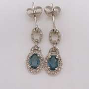 14kt Gold, Blue Sapphire, & Diamond Earrings