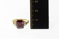 14K Yellow Gold 1940's Syn. Garnet Diamond Accent Classic Ring