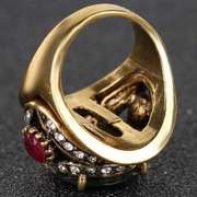 CREATED EMERALD & RUBY GERMAN SILVER RING