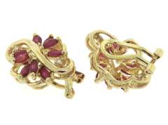 Incredible Yellow Gold Ruby and Diamond Earrings