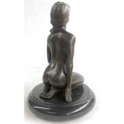 Sexy girl sitting with Pony Tail Bronze Sculpture