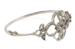 Glamorous White Gold Openwork Diamond Bangle Bracelet