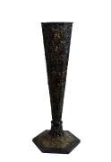 Antique England Tall Silver Plate Footed Vase, Intricately Embossed
