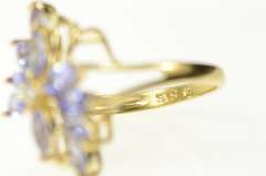 14K Yellow Gold Marquise Tanzanite Diamond Accent Cluster Ring