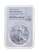 MS67 MINT ERROR 2000 American Silver Eagle - REV Struck Thru - NGC