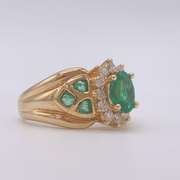 18kt Yellow Gold, Emerald, & Diamond Ring