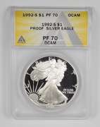 PF70 DCAM 1992-S American Silver Eagle - Graded ANACS