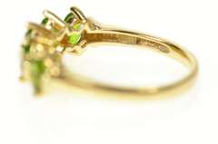 14K Yellow Gold Five Stone Green Tourmaline Statement Band Ring