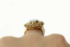 14K Yellow Gold Natural Opal Diamond Halo Victorian Cocktail Ring