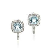 Blue Topaz & Diamond Accent Huggie Earrings