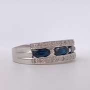 14kt Gold, Blue Sapphire, & Diamond Cocktail Ring
