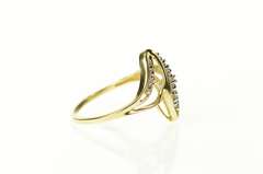 10K Yellow Gold Classic Diamond Wavy Zig Zag Bypass Ring