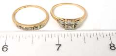 Dainty Vintage White Sapphire Wedding Set in 14KT Yellow Gold