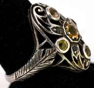Witchy Citrine & Black Topaz Ring in Sterling Silver