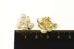 14K Yellow Gold Retro Pearl Cluster Grape Bunch Earrings