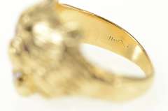 10K Yellow Gold Roaring Lion Ruby Diamond Tiger Statement Ring