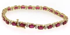 Festive Yellow Gold Rubies and Diamond Tenni Bracelet
