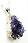 Big Chunky Sterling Amethyst Geode Pendant & Chain