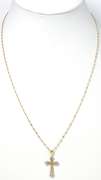 Gorgeous Filigree Cross Necklace in 2-Tone Gold