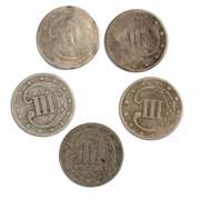 Five 3 Cent Silvers