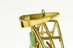 14K Yellow Gold 1960's Jade Ornate Squared Layered Look Pendant