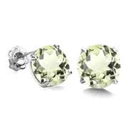 1.00 CT GREEN AMETHYST 10KT SOLID WHITE GOLD EARRINGS STUD