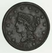 1840 Braided Hair Large Cent - Near Uncirculated